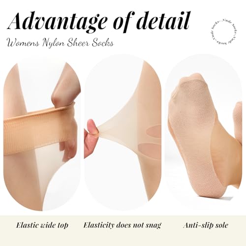 4 Pairs Knee High Stockings for Women Anti-Slip Cotton Sole Nylons Sheer Socks with Wide Calf2