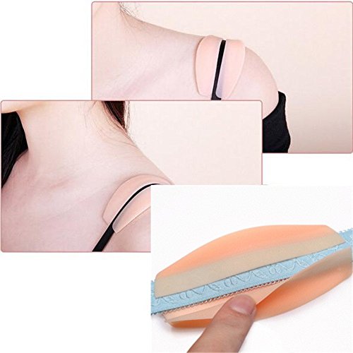 4 Pairs Silicone Bra Strap Cushions Holder Non-Slip Shoulder Pads Ease Shoulder Discomfort (2 Pairs White+2 Pairs Nude)4