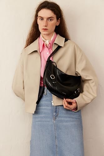 LAFESTIN Shoulder Bag for Women with Adjustable Strap, Split Leather Hobo Crossbody Bags, Trendy Satchel Purse Zipper Closure2