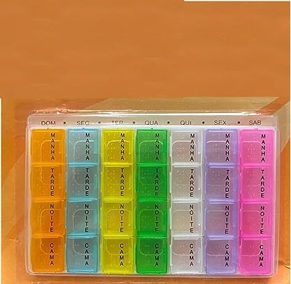 Melhor Escolha - Caixa Porta Comprimido 4x Dia Organizador De Medicamento Remédio Semanal - Colorido