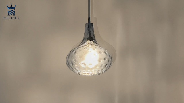Image of 11 inch Blue Hammered Glass Pendant Light, Black Finish, E26 | 11 inch blue hammered glass pendant light with black finish, adjustable rod, E26 socket, ideal for kitchen islands.