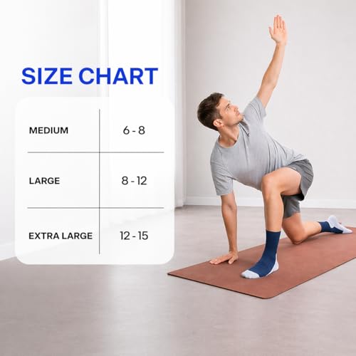 Image of CoolMate Mens Grip Socks, Non-Slip Mens Crew Socks for Hospital Elderly | Grip pads keep their hold wash after wash. Soft cotton-poly blend for pilates, yoga, barre, or post-surgery recovery at home.