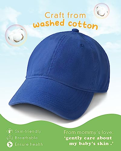Furtalk Toddler Baseball Hat Kids Boys Girls Adjustable Washed Cotton Baseball Cap With Ponytail Royal Blue #TOP1