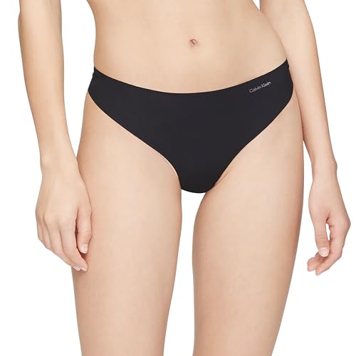 Calvin Klein Women's Invisibles Seamless Thong Panties, 3 Pack, Speakeasy/Light Caramel/Black, Medium3