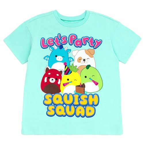 Squishmallows Birthday Girls Drop Shoulder T-Shirt Little Kid to Big Kid Sizes (7-8 - 14-16)