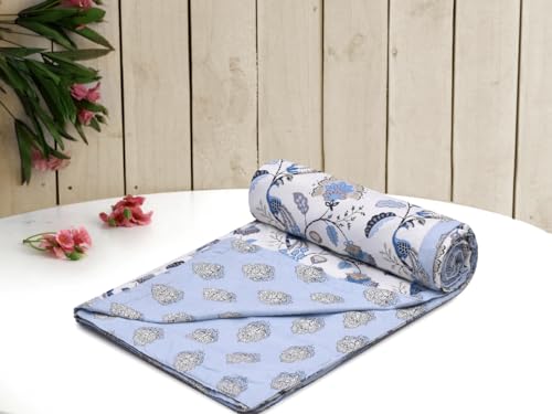 Image of Amazon Brand - Umi Soft Cotton Dohar AC Blanket Single Bed Size 57x87 Inch | 160 TC Three Layer Lightweight Quilt | Reversible Summer Comforter