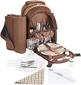 BRUBAKER Picknickrucksack 4 Personen Braun Set