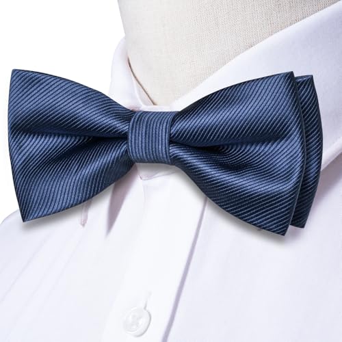 Image of Hi-Tie Bow Ties for Men Pre-Tied Pocket Square with Cufflinks Mens Bowtie Sets for Wedding Formal Party