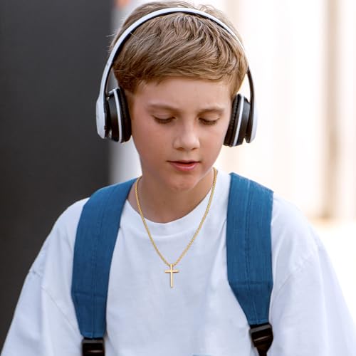 LUXEJEW Cross Necklace for Men Boys, Silver/Gold/Black Stainless Steel Rope Chain Cross Pendant Necklace Jewelry Mens Gifts 16-24 Inch4