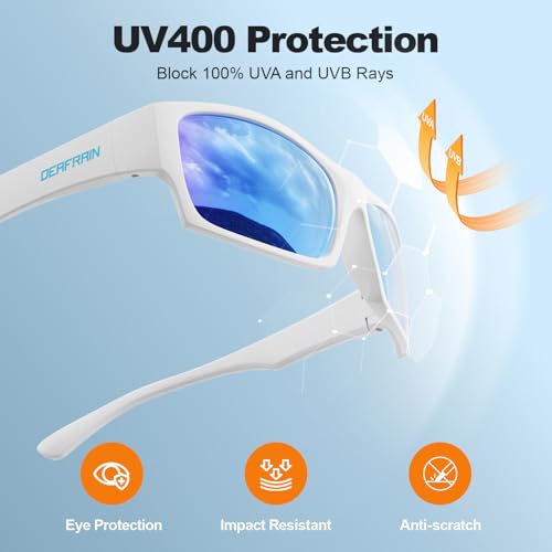 DEAFRAIN Kids Sunglasses Boys Girls Youth Polarized Unbreakable Flexible Sports Baseball Glasses for Teen Age 5-132