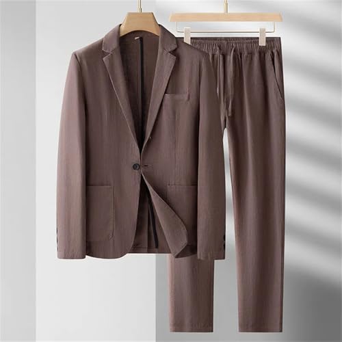 Men's Linen Suit Set Light Thin Casual Cotton Linen Suit Two Piece Set Fabric3