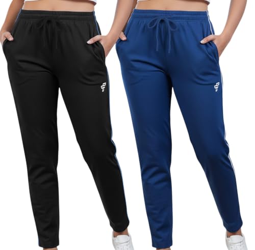 Image of Women Cotton Regular Fit Track Pants (Pack of 2)