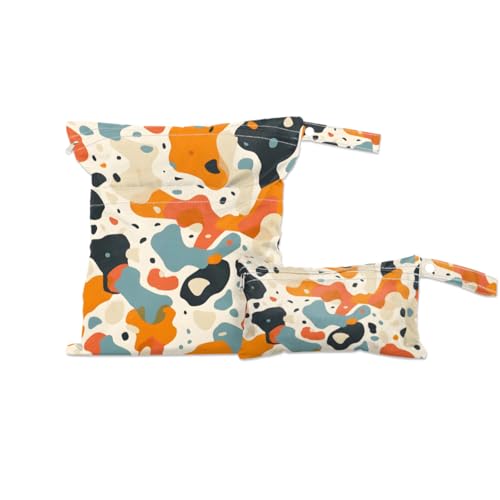 GzLeyigou 2 Set Fluid Orange Wet Dry Bags for Baby Cloth Diapers Waterproof Reusable Storage Bag for Travel,Beach,Pool,Daycare,Stroller,Gym,Laundry,Dirty Clothes,Swimsuits Wet Clothes, Wet Bag