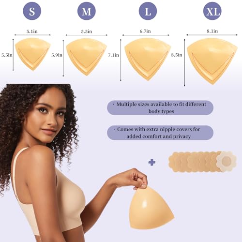 Image of DEPOVOR Double-Sided Adhesive Bra Inserts, Large Size Lightly Padded for D+ Cups, Reusable Lifting Enhancers for Large Busts
