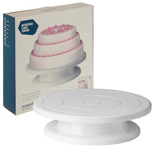 Premier Housewares Rotating Cake Decorating Turntable | White Plastic Spinning Stand For Birthday & Wedding Cakes | Smooth Cake Spinner for Icing Piping & Finishing Touches