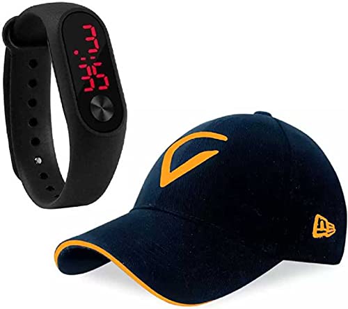 SELLORIA Silicone Black Dial Digital Black Baseball Embroidered Cap For Boys Men's,Kids