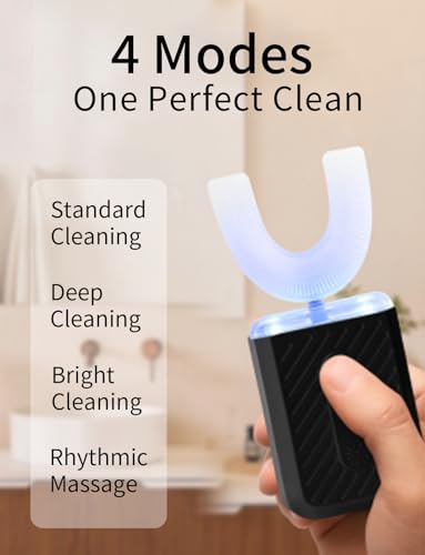 Image of U-Shaped Electric Toothbrush for Adults, U-Shaped Electric Toothbrush with 3 LED Lights & 4 Cleaning Modes, ultrasonic Toothbrush with 60-Second Vibration, IPX7 Waterproof