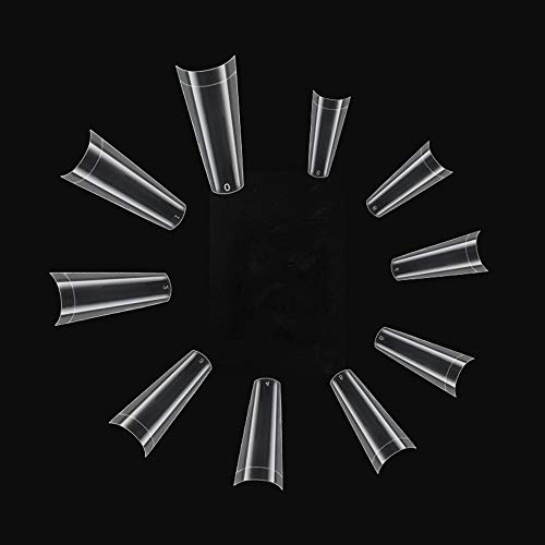 YIMART 500pcs French Nail Tips Cowboy Flat Head False Acrylic Nails Coffin Nail Art Tips For Decoration Nails Salon (Clear)
