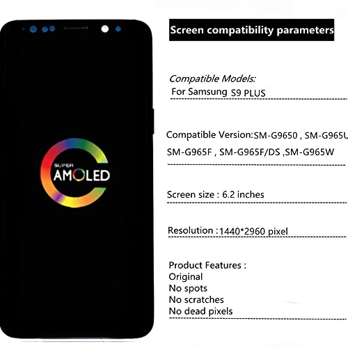 Substituição original de 6,2 polegadas para Samsung Galaxy S9 Plus SM-G965U SM-G9650 SM- G965F SM-G9