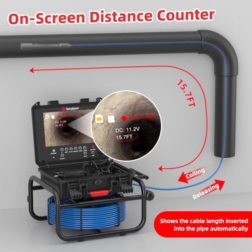 Image of Sanyipace Drain Camera 100FT /30M with Locator, Sewer Camera 512Hz Transmitter