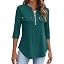 Halife Women's Floral Print V-Neck Tunic Blouse - Roll Up 3/4 Sleeve, Lightweight & Stretchy (Polyester/Spandex)