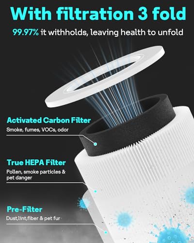 Leemone 1 Pack Core Mini Replacement Filter for LEVOIT Core Mini Air Purifiers, High-Efficiency Activated Carbon(1 Filter+ 3 Fragrance Sponge)