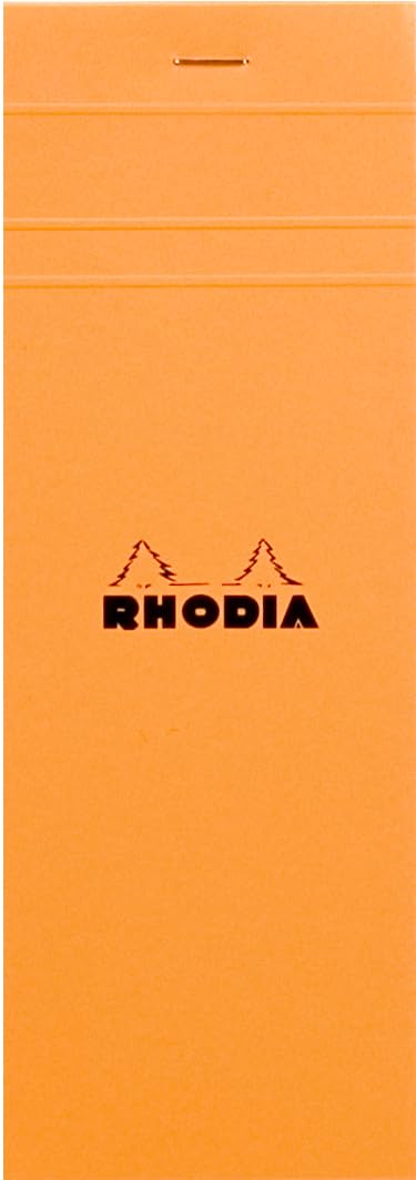 Rodia Rhodia cf8200 Notizblock Nr. 8 (7,4 x 21 cm), 80 Blatt, kariert, wasserabweisender Einband, perforiert, PEFC-zertifiziert, orange