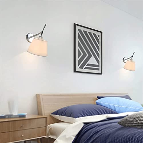 Aplique de pared moderno de alta gama acabado plata con pantalla textil 5