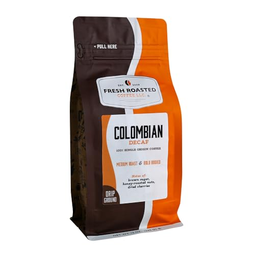 Image of Fresh Roasted Coffee, 100% Colombian Decaf, 12 oz, Medium Roast, Kosher, EA Natural Decaf, Ground