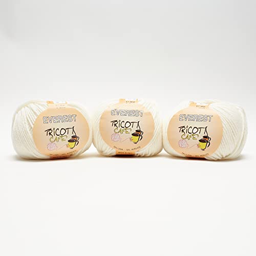 Tricot Cafè - Everest - Pelote mixte laine douce au toucher idéale pour tricoter avec aiguilles ou crochet : 6,00/7,00 300 g Made in Italy - Crème 7800 Cover