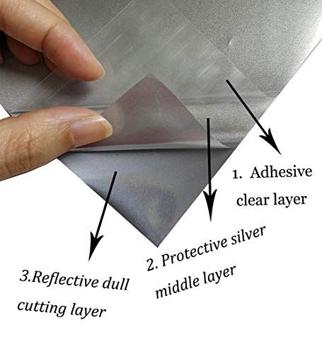 Image of guangyintong Reflective Dark Grey Heat Transfer Vinyl HTV Rolls, 12 inch x 8ft Reflective Iron on Vinyl for T-Shirts, Dark Grey HTV Vinyl for All Cutter Machine Easy to Cut & Weed for HTV DIY Design