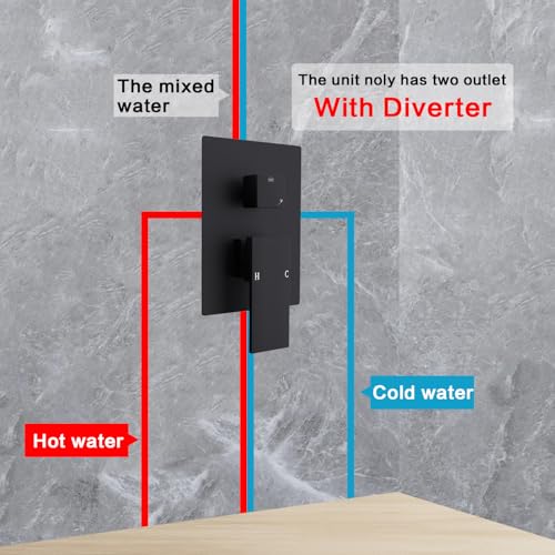 Robinet de douche mural carré avec mitigeur inverseur 2 voies
