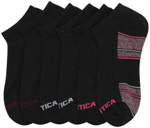 Image of Nautica Womens No Show Socks Moisture Wicking Low Cut Athletic Socks 6 Pack | Moisture Wicking Dri-Motion Fabric, Cushioned Key Areas, Banded Arch Support, No Show Low Cut, Shoe Size 4-10