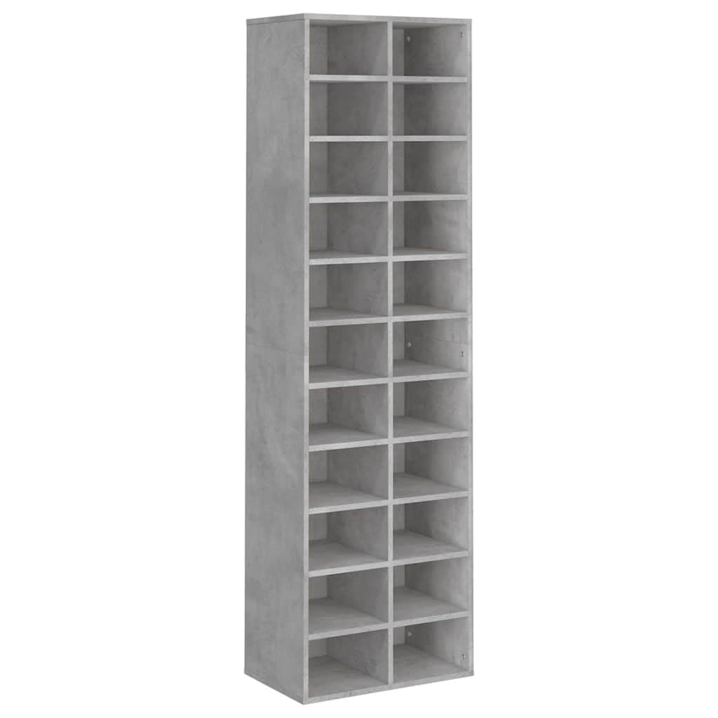 Scarpiera Grigio Cemento 54x34x183 cm Legno Multistrato 22 Mensole