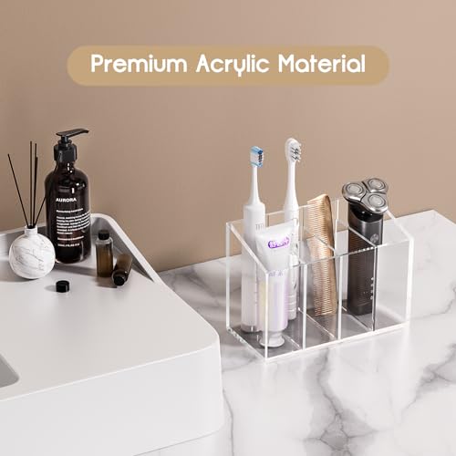 Acrylic-6-Compartment-Makeup-Organizer-2PCS-Transparent-Plastic-Makeup-Brush-Holder-Perfect-Bathroom-Vanity-Storage-Solution-for-Makeup-Brushes-Eyebrow-Pencils-and-More