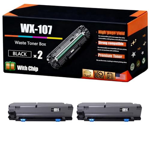 WX-107 Waste Toner Box Compatible for Konica Minolta bizhub C361i C450i C451i Printers, Bright Colors, High Yield 80000 Pages, with Chips (2-Pack Black)