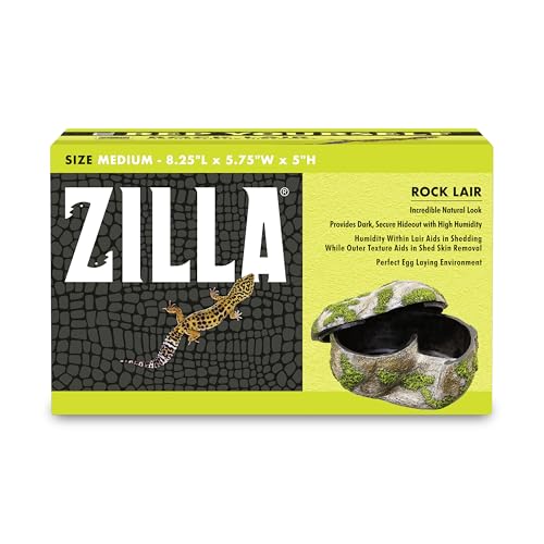 Zilla Rock Lair Naturalistic Hide Supports Shedding and Egg-Laying Retains Humidity Ideal for Snakes and Lizard Medium