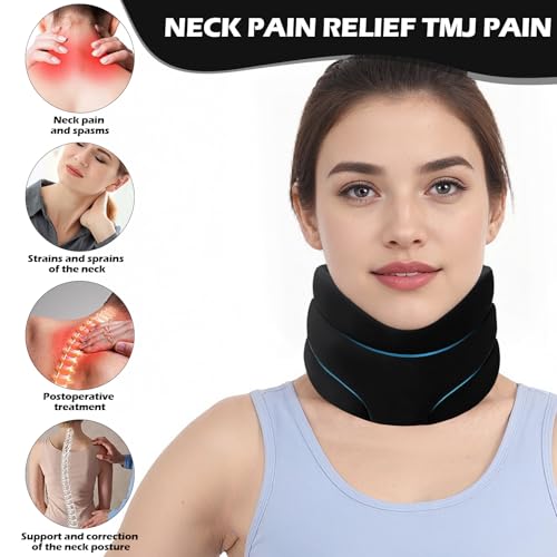 Nackenstütze Halskrause Weich & Einstellbar – Schaumstoff Halsausschnitt Stütze für Lindert Nackenschmerzen,Zervikale Spondylose & Schlaf Schmerzen – Atmungsaktive Nackenbandage für Frauen Männer
