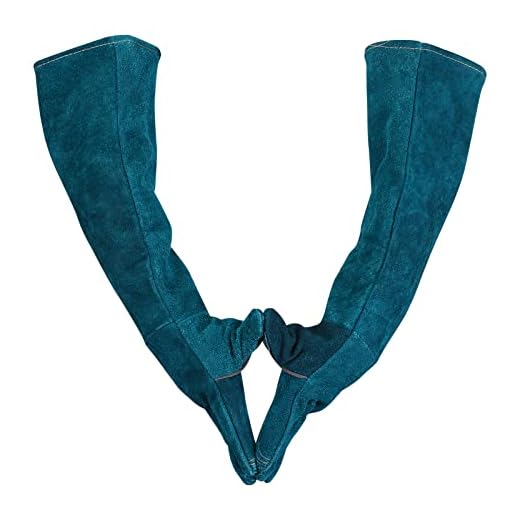 Sporting Style 23.6IN Animal Handling Gloves Bite Proof Kevlar Reinforced Leather Padding Dog,Cat Scratch,Bird Handling Falcon Gloves Grabbing,Reptile Squirrel Snake Bite,Dark Green