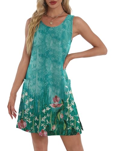 Image of BKRIVE Coverup Summer Dresses for Women 2026 Eyelet Casual Loose Sleeveless Sundresses Tank Dresses with Pockets