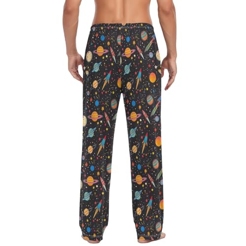 Laprad Men's Pajama Pants Lounge Comfy Pjs Bottoms Space Planets Soft Sleep Pant with Pockets3