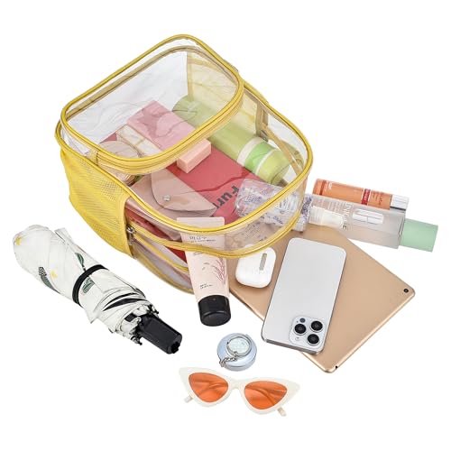 Image of Busiuw Clear Backpack for Stadium Events 12x12x6 with Front Pocket for Concert Sport Fashion Women Backpack Events Work Travel(Gold)