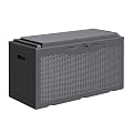 Greesum 100 Gallon Resin Deck Box Large Outdoor Storage with Cushions for Patio Furniture, Garden Tools, Pool Supplies, Weatherproof and UV Resistant, Lockable,Gray