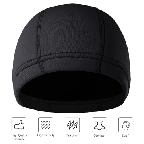 Image of DEHAI Neoprene Diving Hood Wetsuit Swimming Caps for Womens Mens Youth, 2mm 3mm Thermal Water Beanie Hat Keep Long Hair Dry for Curly Locs Braids