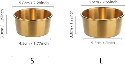 Miniatura 2 de Platos de salsa de acero inoxidable, recipiente para aperitivos de cocina, pequeño tazón redondo para salsa de tomate y sushi para picnic (S,