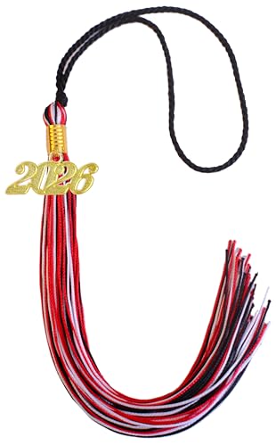 Image of Red White and Black Graduation Tassel 2026 for Grad Cap and Graduation Ceremony Accessory Decoration