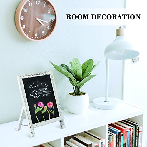 Queenlink Magnetic Chalkboard Sign With Stand, 9.5" X 14" Tabletop Wooden Framed Chalk Board, Small Desktop Menu Board For Kitchen Vintage Wedding Table Sign Memo Board (White) #TOP6