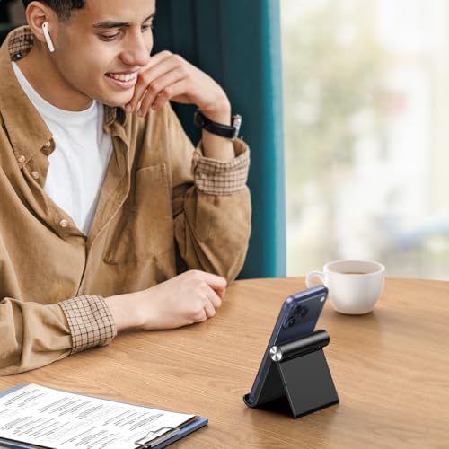 UGREEN Cell Phone Stand Holder for Desk Adjustable Compatible with iPhone 13 12 Pro Max 11 SE XS XR 8 Plus 6 7 Samsung Galaxy Note20 S20 S10 S9 S8 Cellphone Mobile Phone Holder Foldable Black - 4