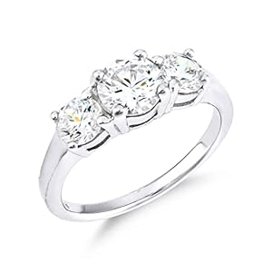 Sterling Silver 2.00ct Ladies Three Stone Engagement Ring size J K L M N O P Q R S T U V