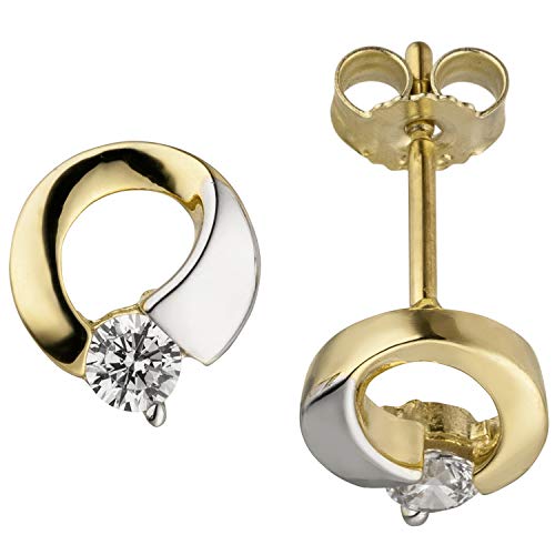Jobo Damen-Ohrstecker aus 8 Karat 333 Gold Bicolor mit Zirkonia